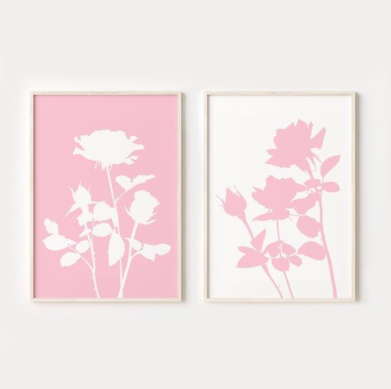 Roses Print Set of 2, Blush Pink Wall Art, DIGITAL DOWNLOAD, Abstract Floral Print, Pastel Wall Art, PRINTABLE Wall Art, Above Bed Decor