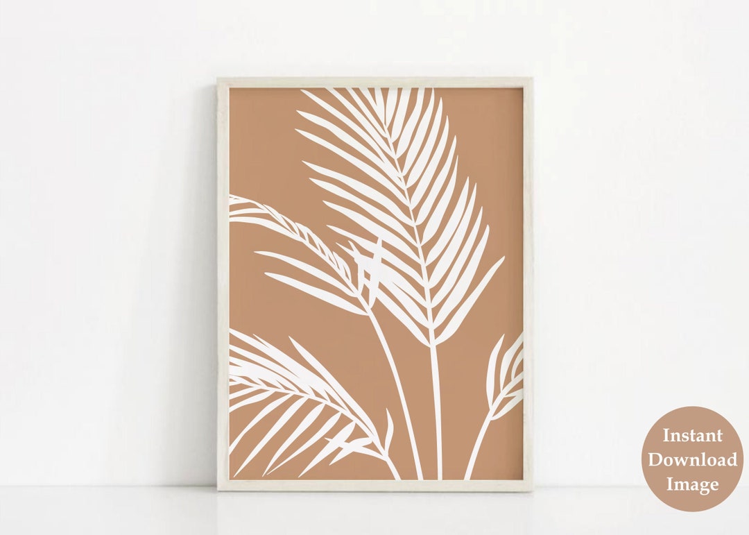 Palm Leaf Printable Wall Art, Modern Botanical Wall Art Neutral Beige ...