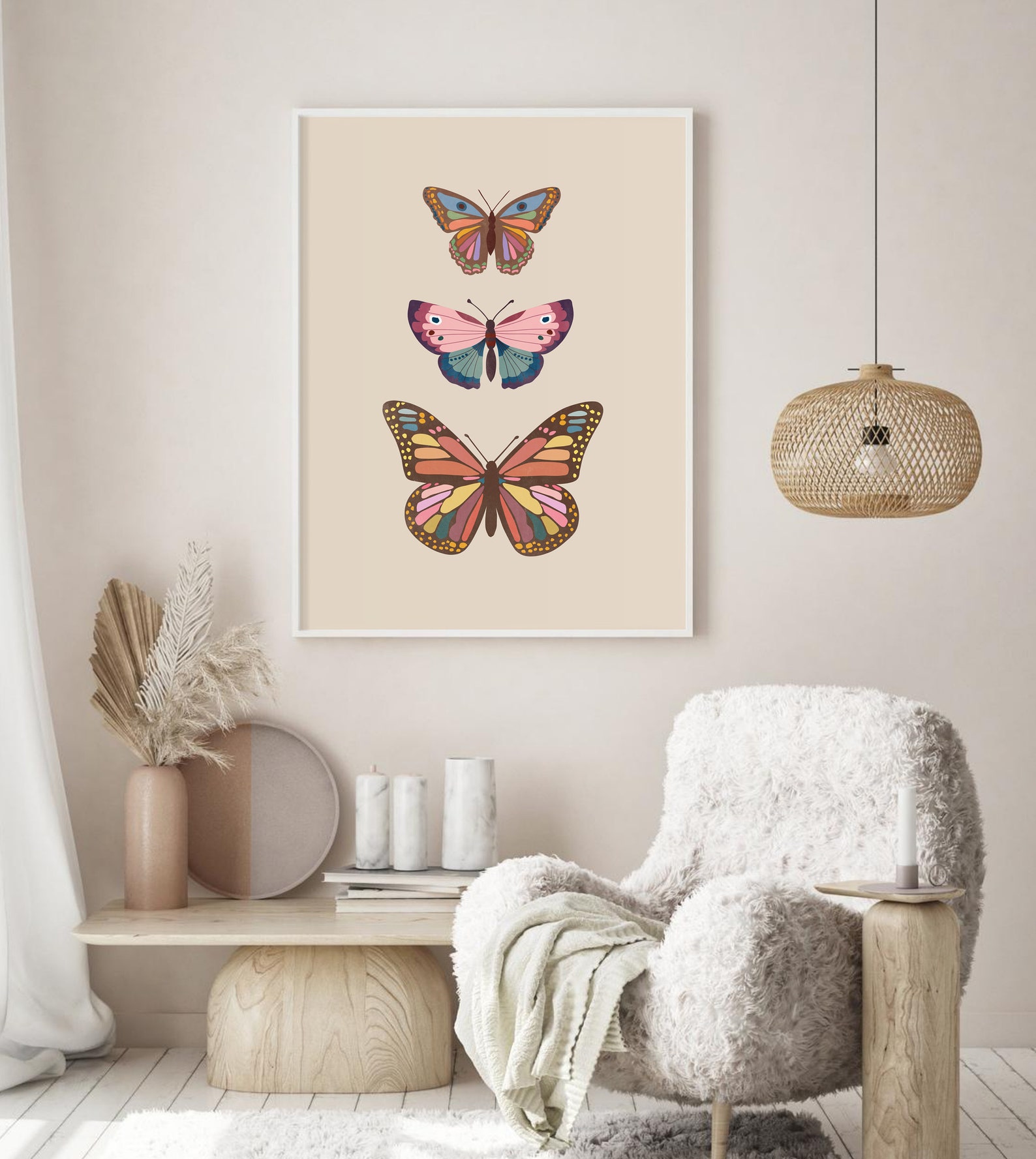 Boho Butterfly Print Abstract Butterflies Printable Wall Art | Etsy