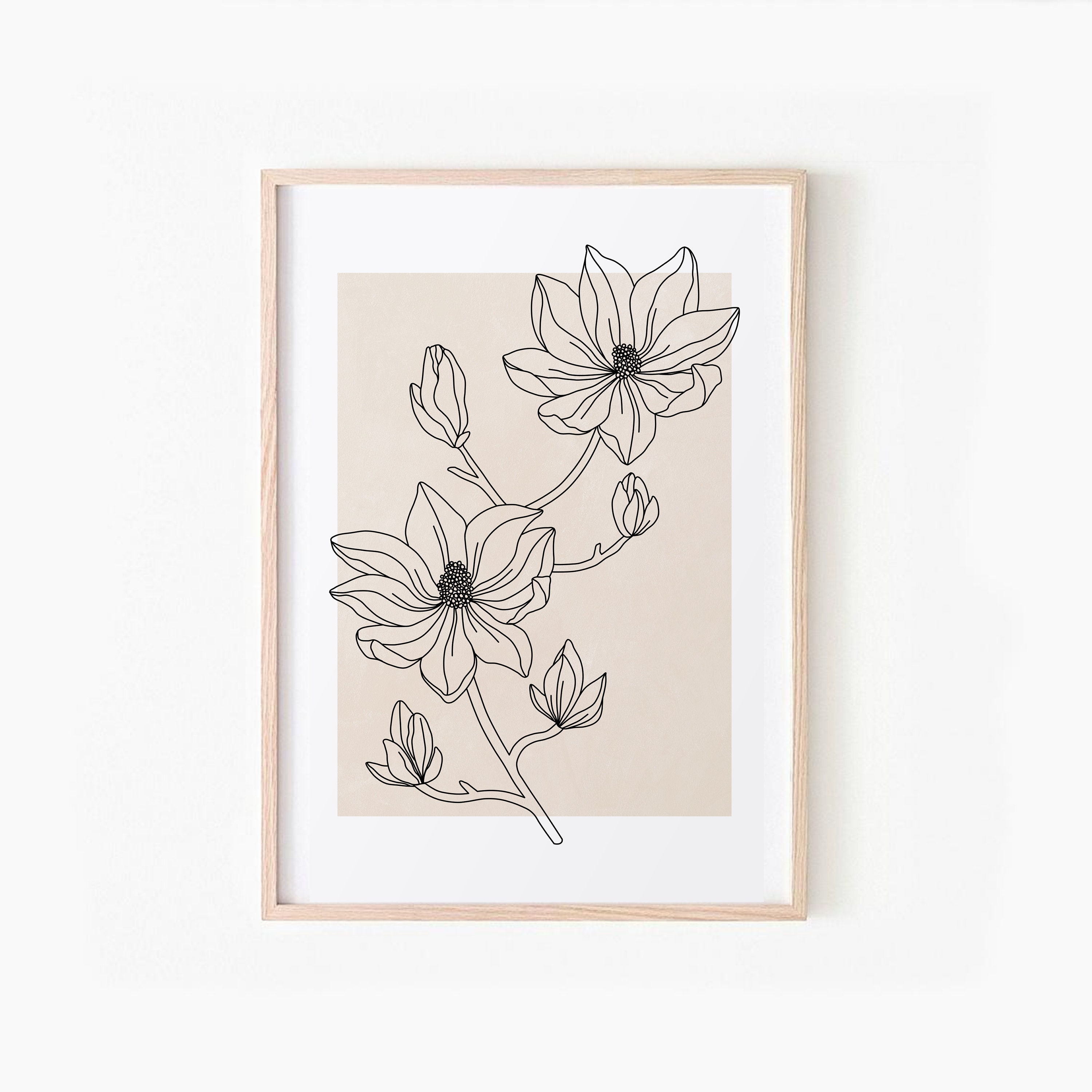 Neutral Floral Line Art Print Set of 3, DIGITAL DOWNLOAD, Minimal ...