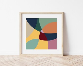 Square Abstract Art Prints, Set of 3, Printable Geometric Wall Art