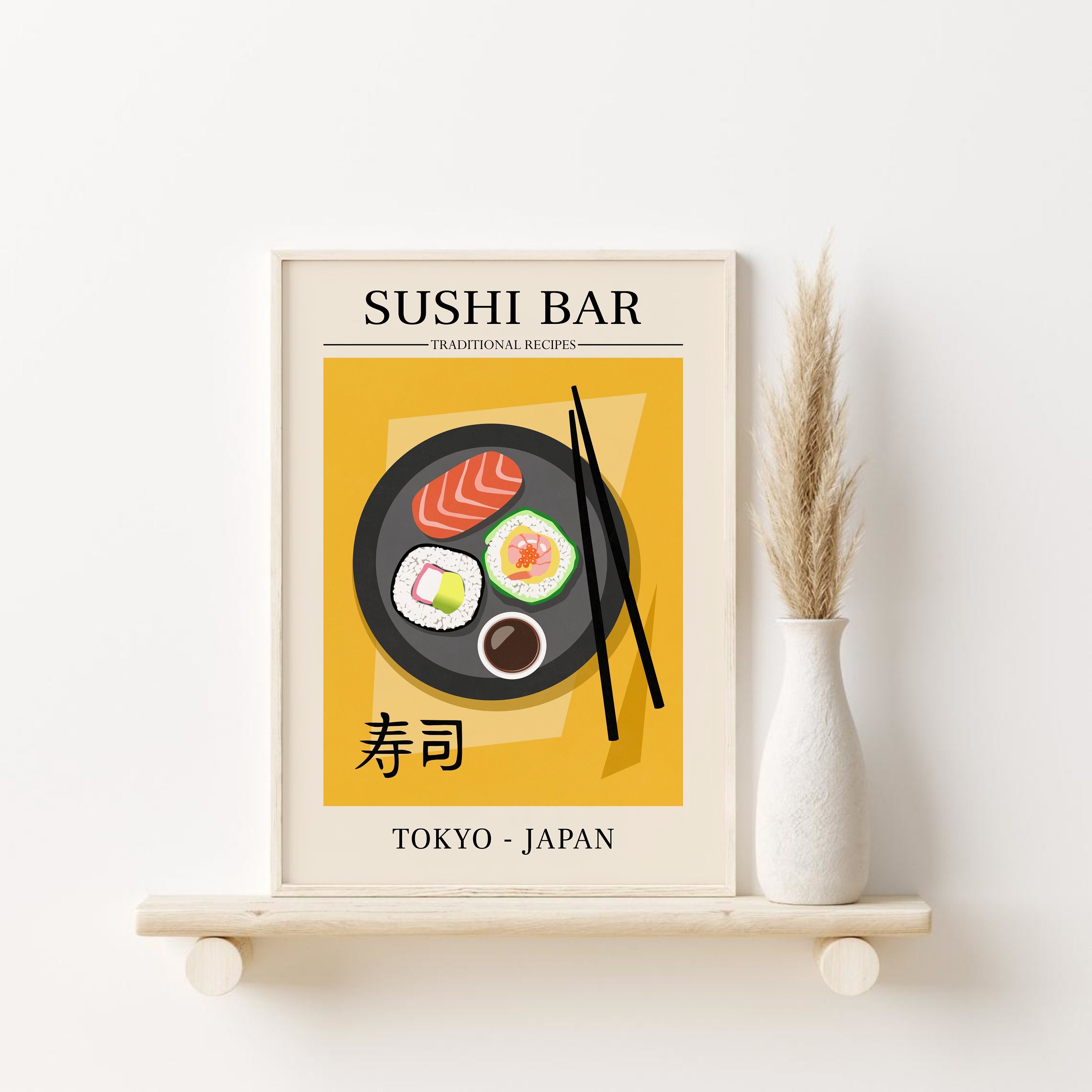 Kitchen Printable DIGITAL Print, Retro Modern - Poster, Decor, Japanese Sushi Etsy DOWNLOAD, Art Food Wall Exhibition Sushi Poster, Wall Art,