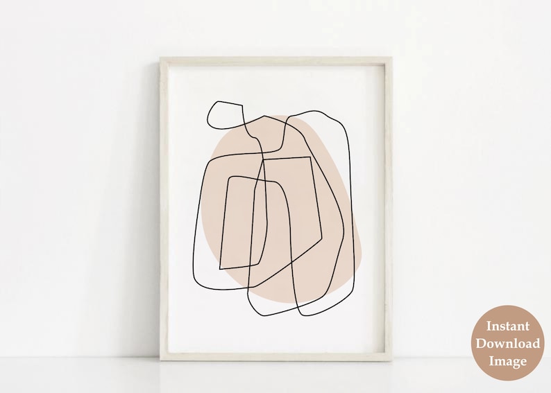 Abstract Line Drawing | One Line Abstract Print | Neutral Beige ...
