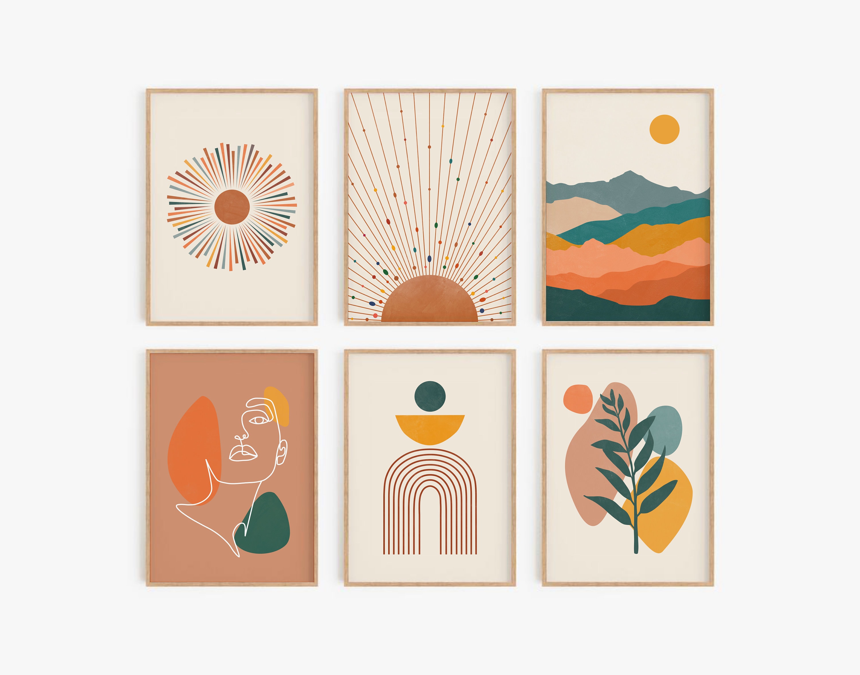 Amazon.com: BINCUE Boho Wall Art Framed Mid Century Modern
