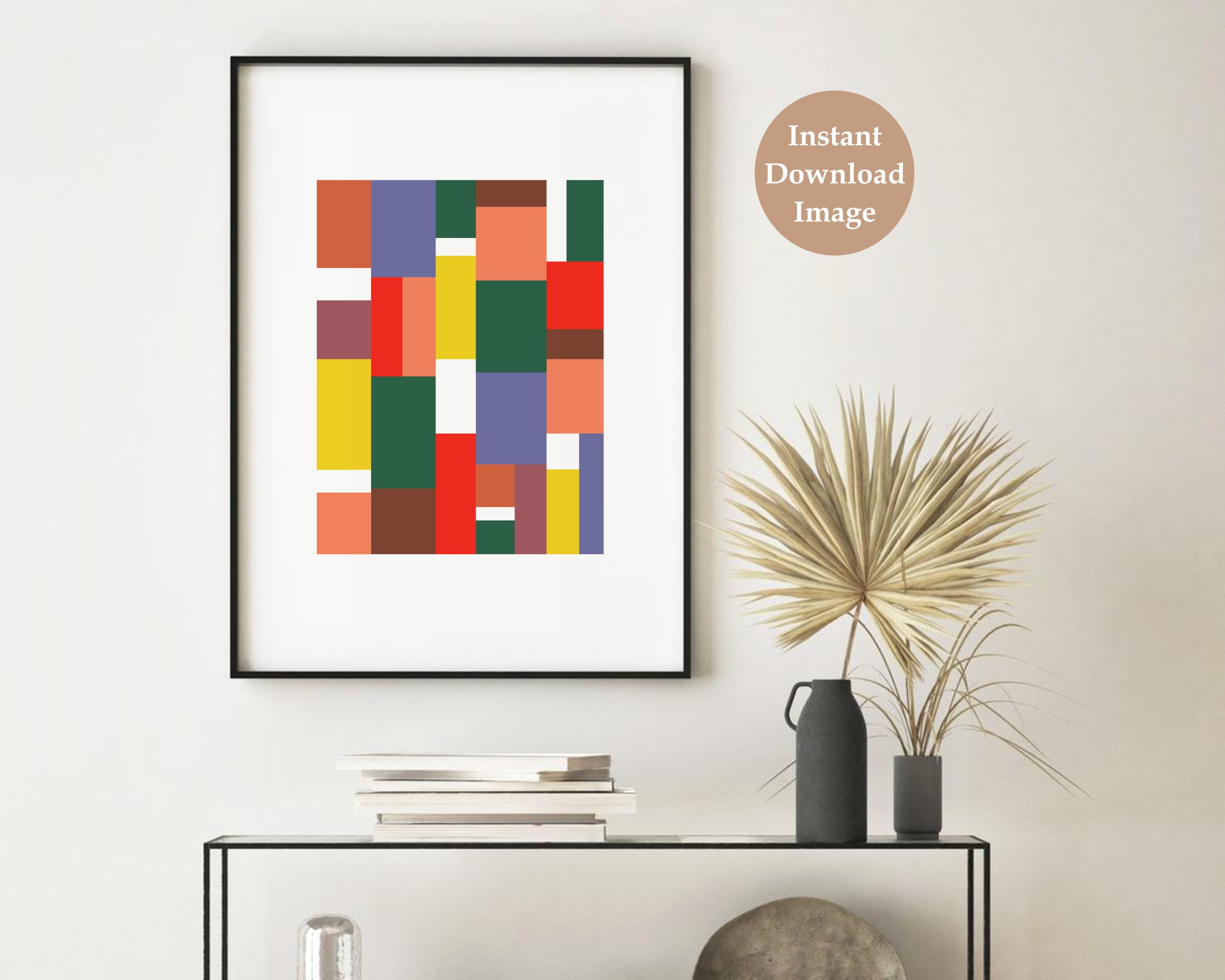Red Mustard Green Abstract Print | DIGITAL DOWNLOAD | Colorful