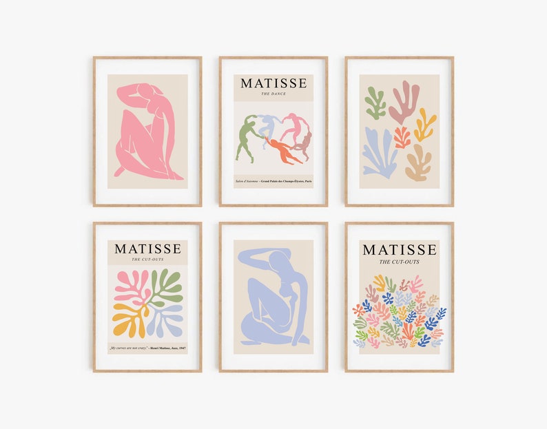 Matisse Print Set of 6 Abstract Printable Wall Art Matisse Exhibition Poster Modern Art Prints Minimalist Gallery Wall Set DIGITAL DOWNLOAD 