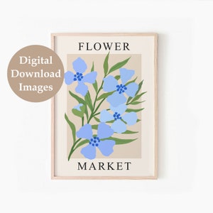 Blue Flower Market Print, Abstract Botanical Printable Wall Art, DIGITAL DOWNLOAD, Matisse Flower Market Poster, Modern Floral Print image 7