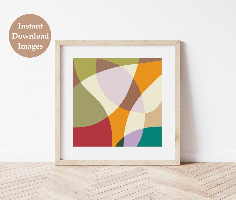 Square Abstract Printable Wall Art Set of 3 Prints Geometric Etsy