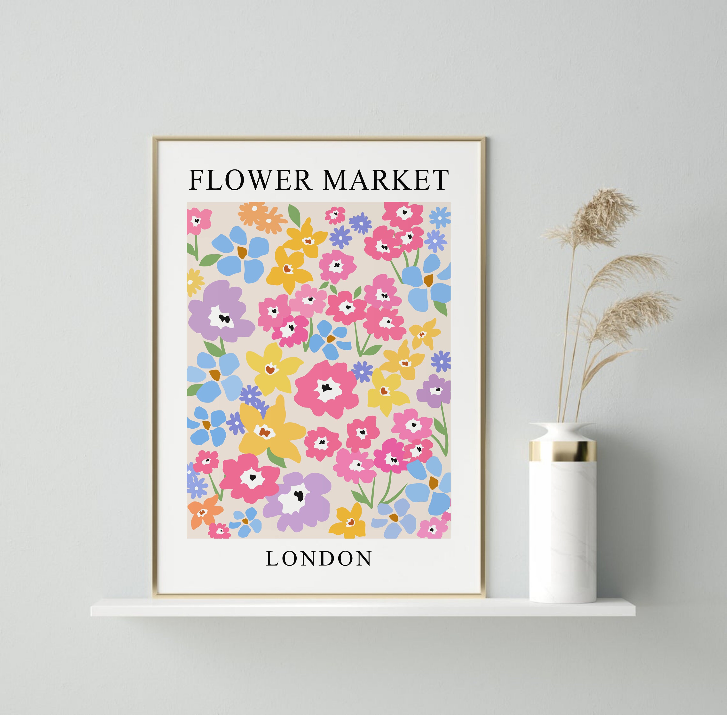 Flower Market Print, London Flower Market Poster, DIGITAL DOWNLOAD ...