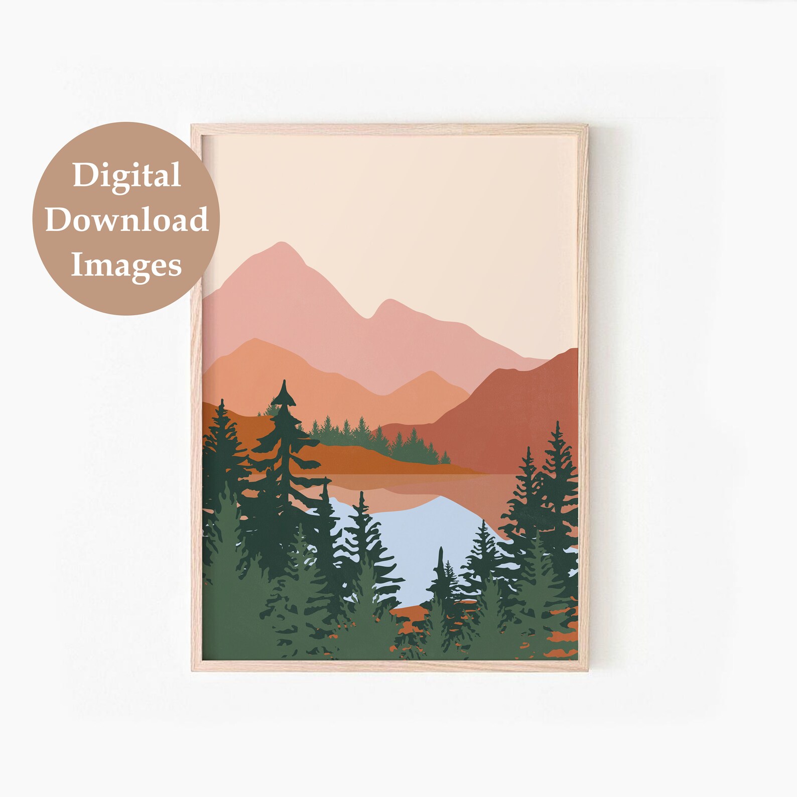 Abstract Mountain Print Set of 3, DIGITAL DOWNLOAD, Mid Century Modern ...