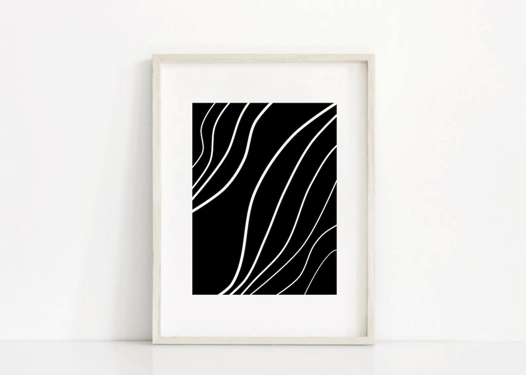 Black and White Abstract Line Drawing Black and White Minimalist Print