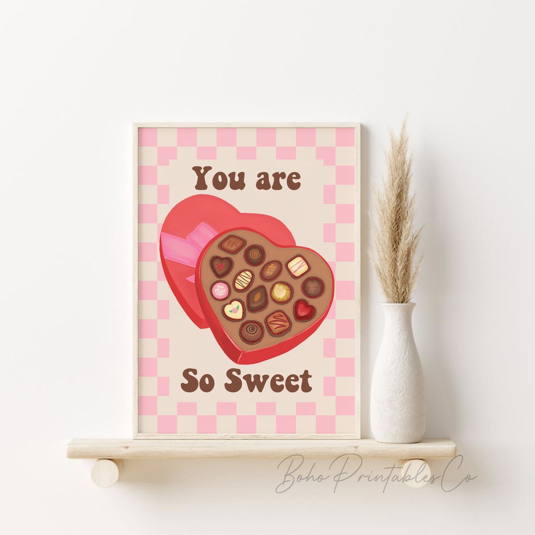 Retro Valentines Printable, Chocolate Box Print, DIGITAL DOWNLOAD, Cute ...
