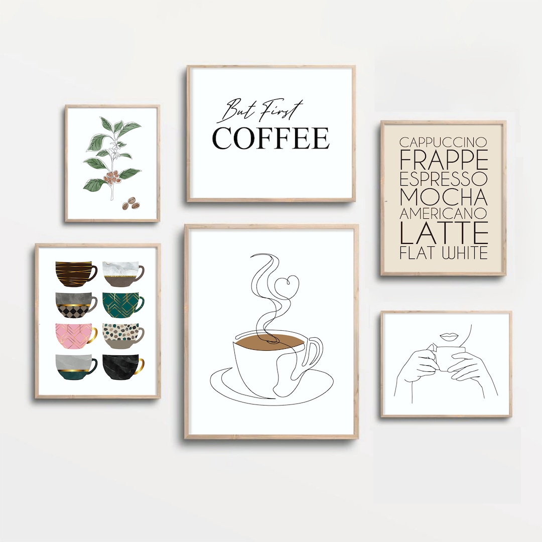 Coffee Art Print Set of 6, PRINTABLE Wall Art, Kitchen Gallery Wall Set ...