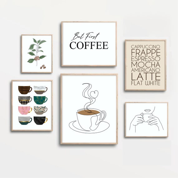Coffee Art Print Set of 6 PRINTABLE Wall Art Kitchen Gallery Etsy