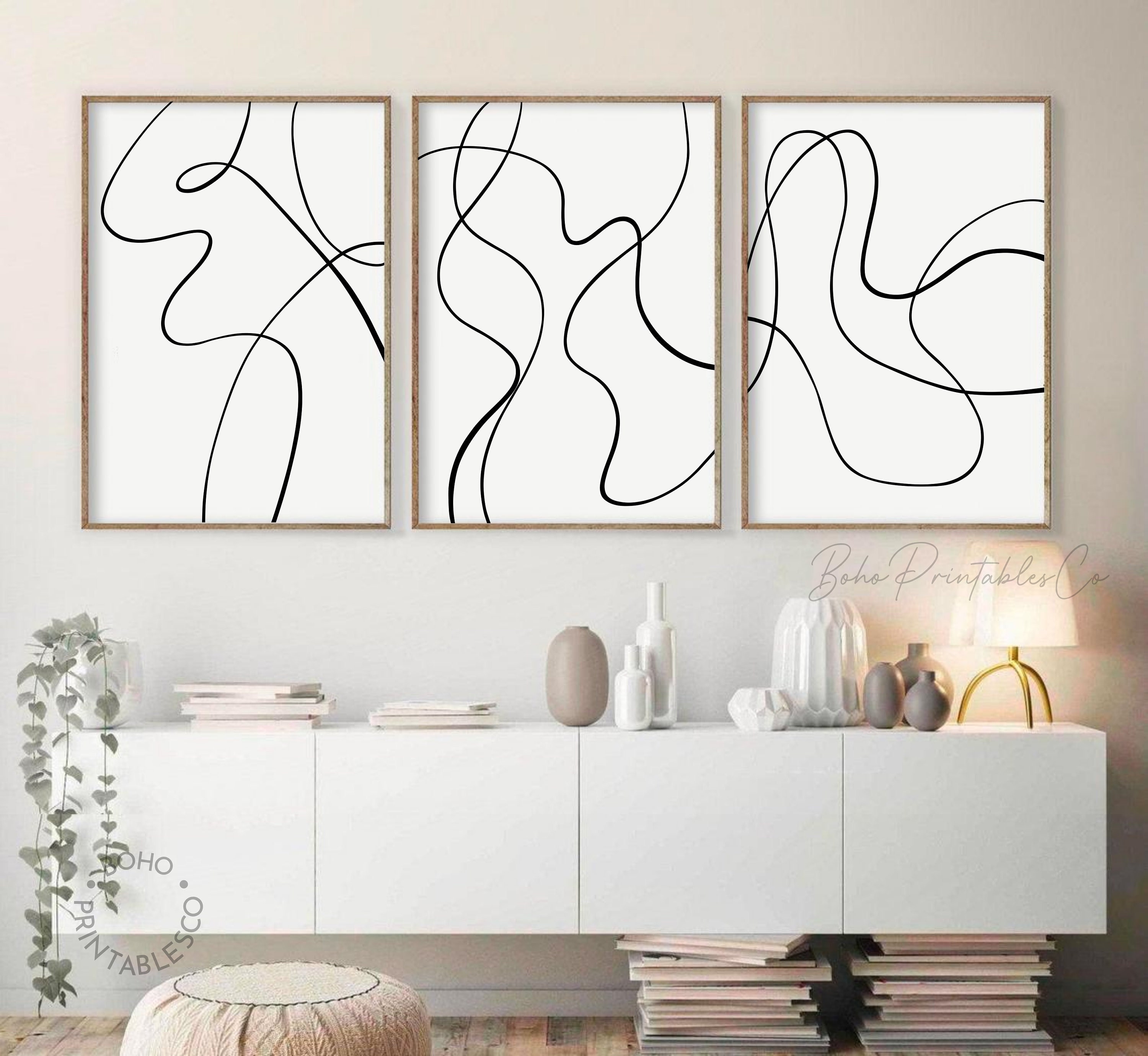 Abstract Line Art Print Set of 3, Minimalist Gallery Wall Set, DIGITAL ...