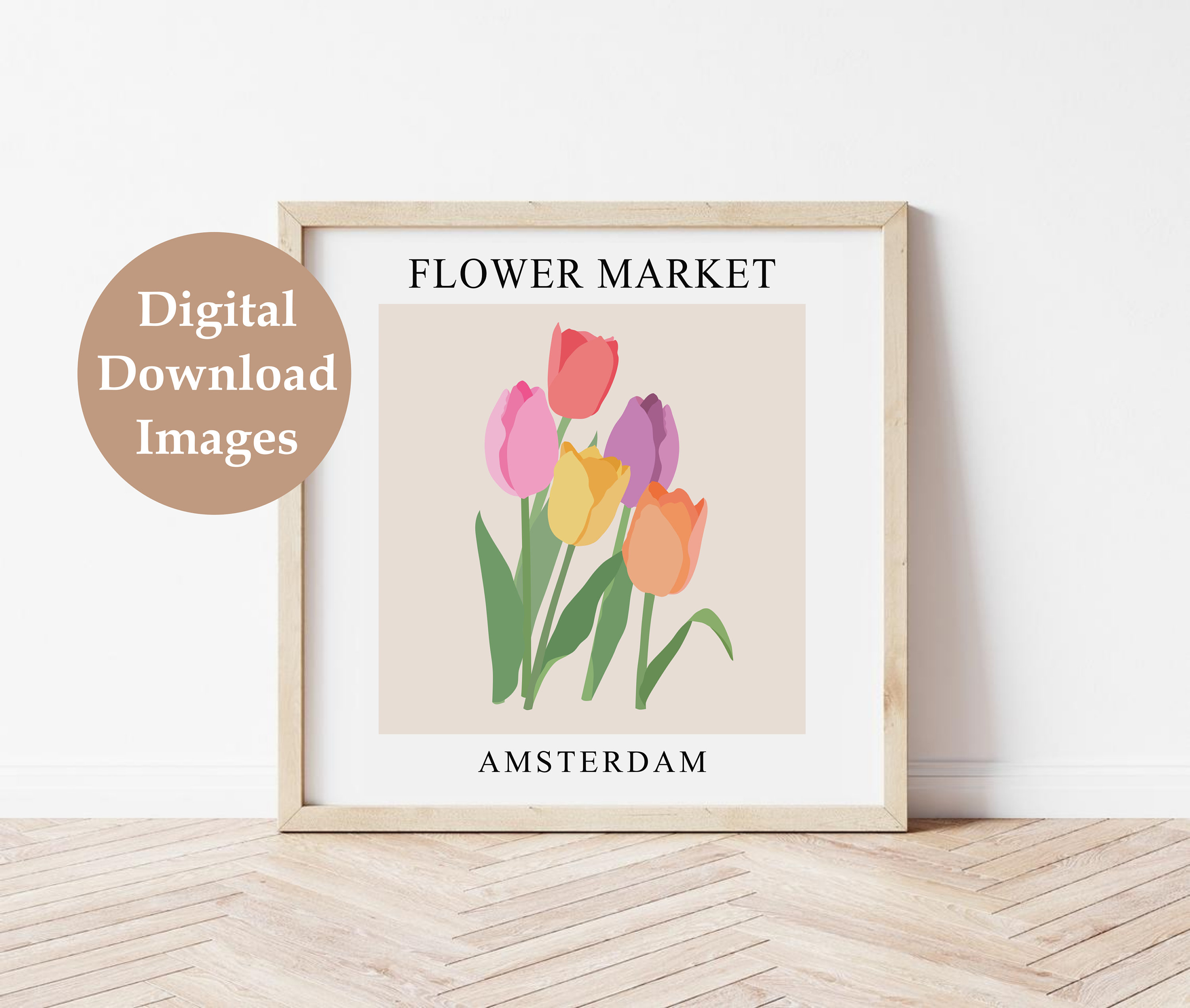 Square Flower Market Print Set of 6, DIGITAL DOWNLOAD, Spring Printable ...