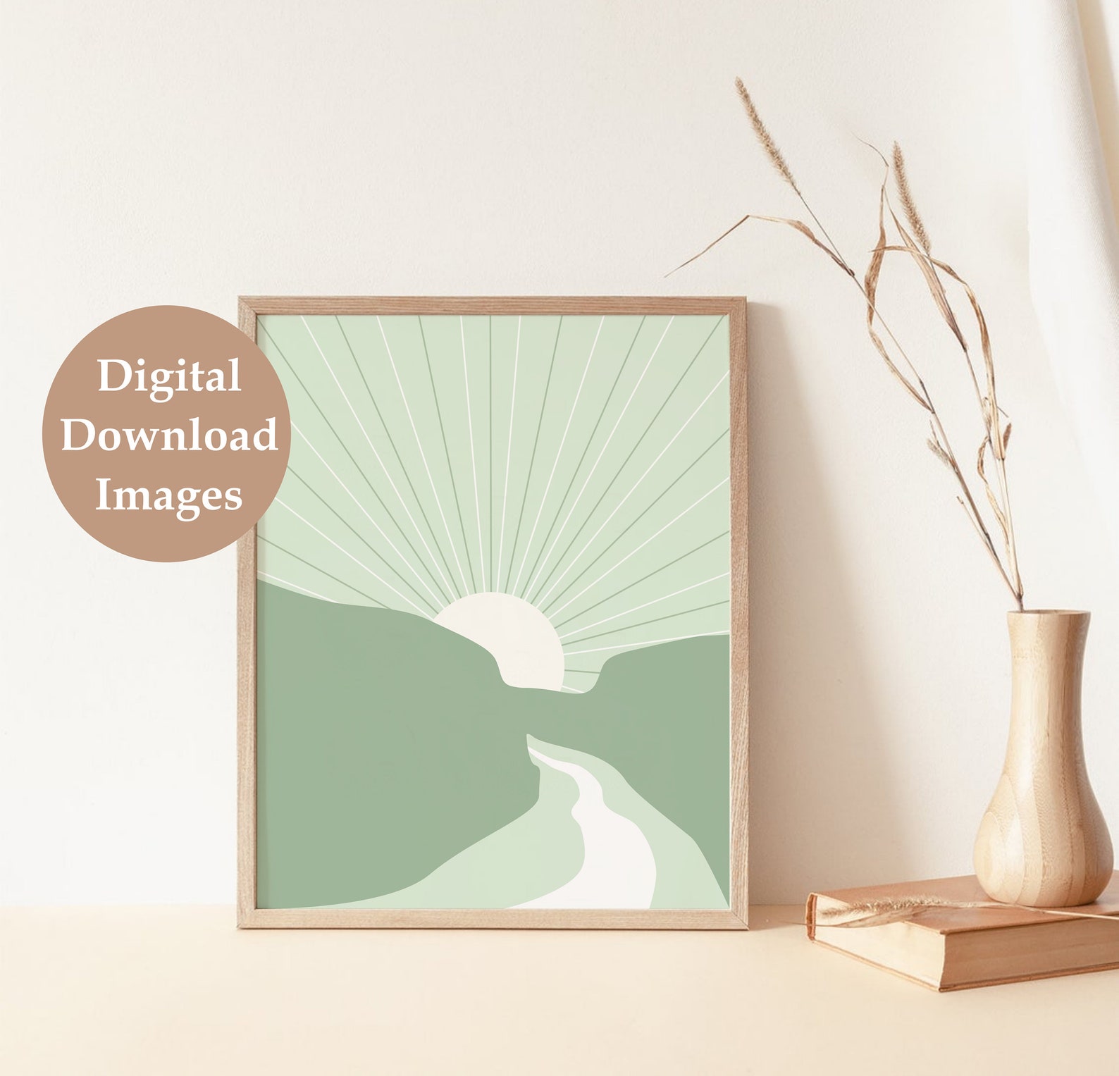 Sage Green Print Set of 3 Boho Gallery Wall Set Abstract | Etsy