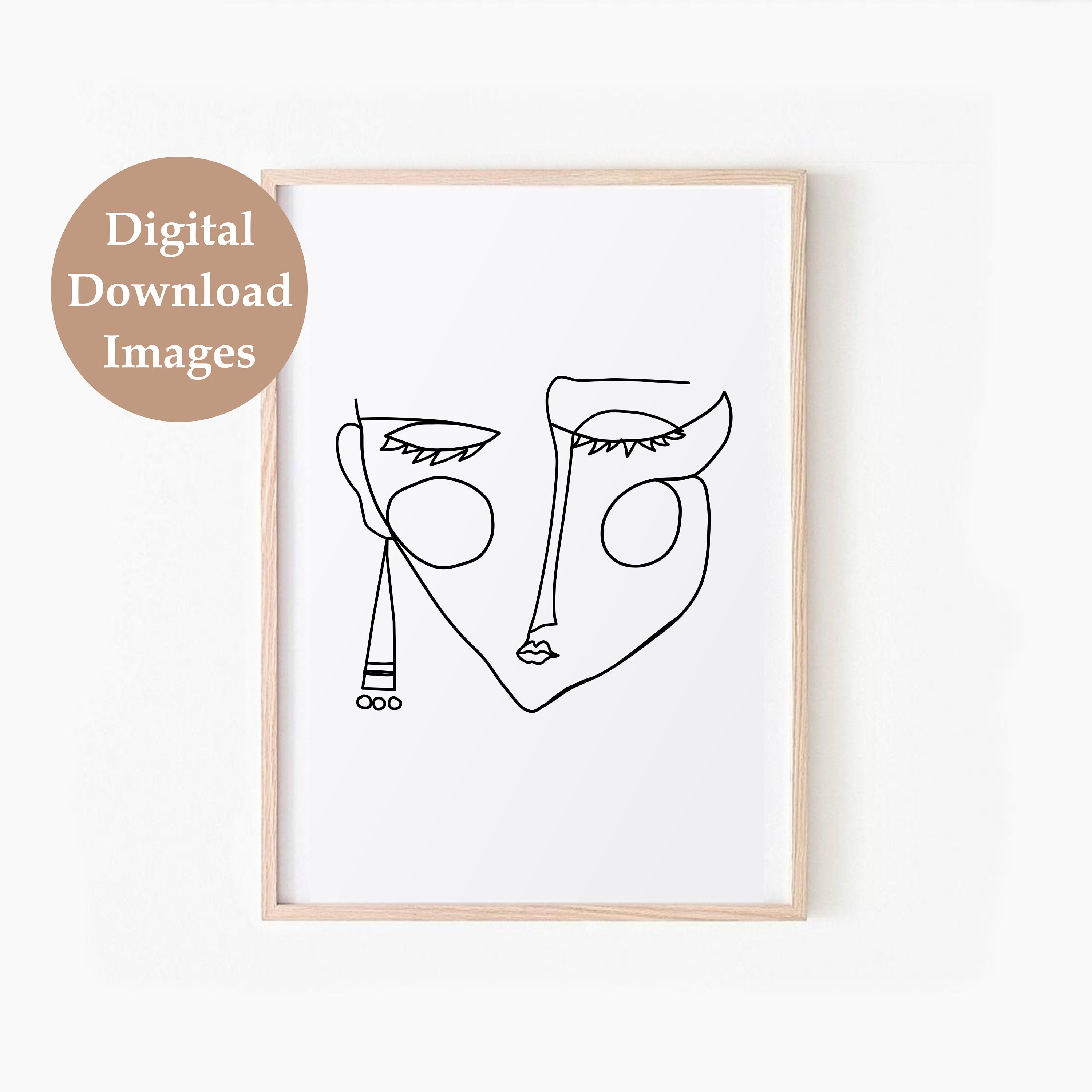Face Line Art Print Set of 3 DIGITAL DOWNLOAD Abstract Face | Etsy