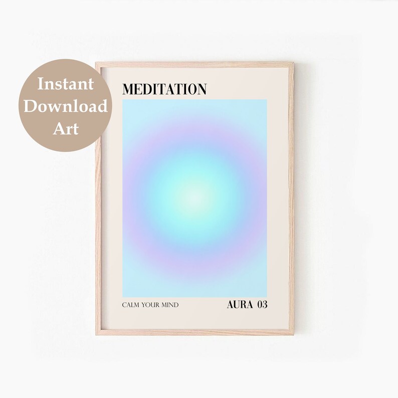 Gradient Aura Print Set of 6, Spiritual Affirmation Printable Wall Art, DIGITAL DOWNLOAD, Positive Energy Wall Art, Aura Gallery Wall Set image 9