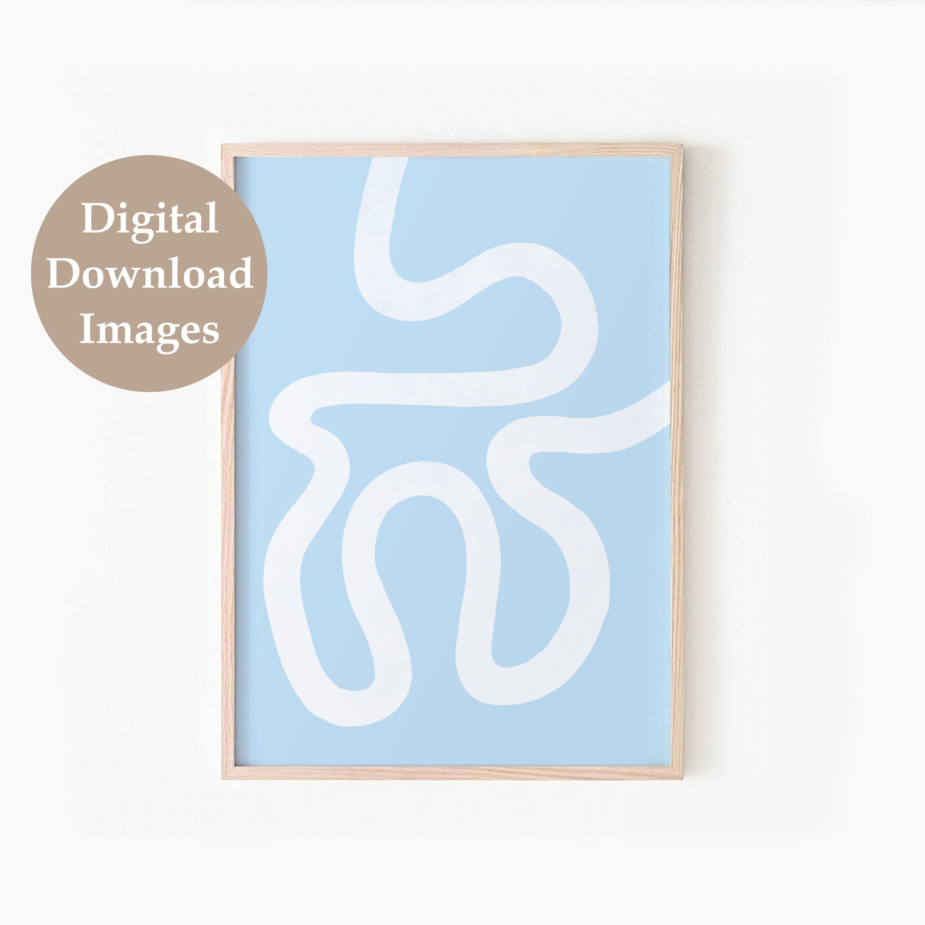 Light Blue and White Abstract Print Set of 2 Abstract Line - Etsy