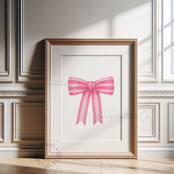Stampa con fiocco rosa, set di 3, decorazione da parete preppy, decorazione per camera da letto, poster preppy, decorazione per appartamenti