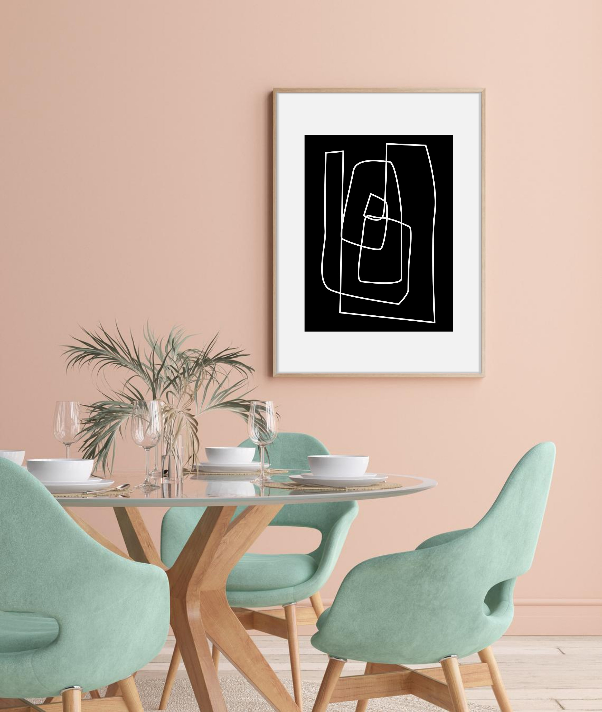 Abstract Line Drawing | Black and White One Line Abstract Print ...