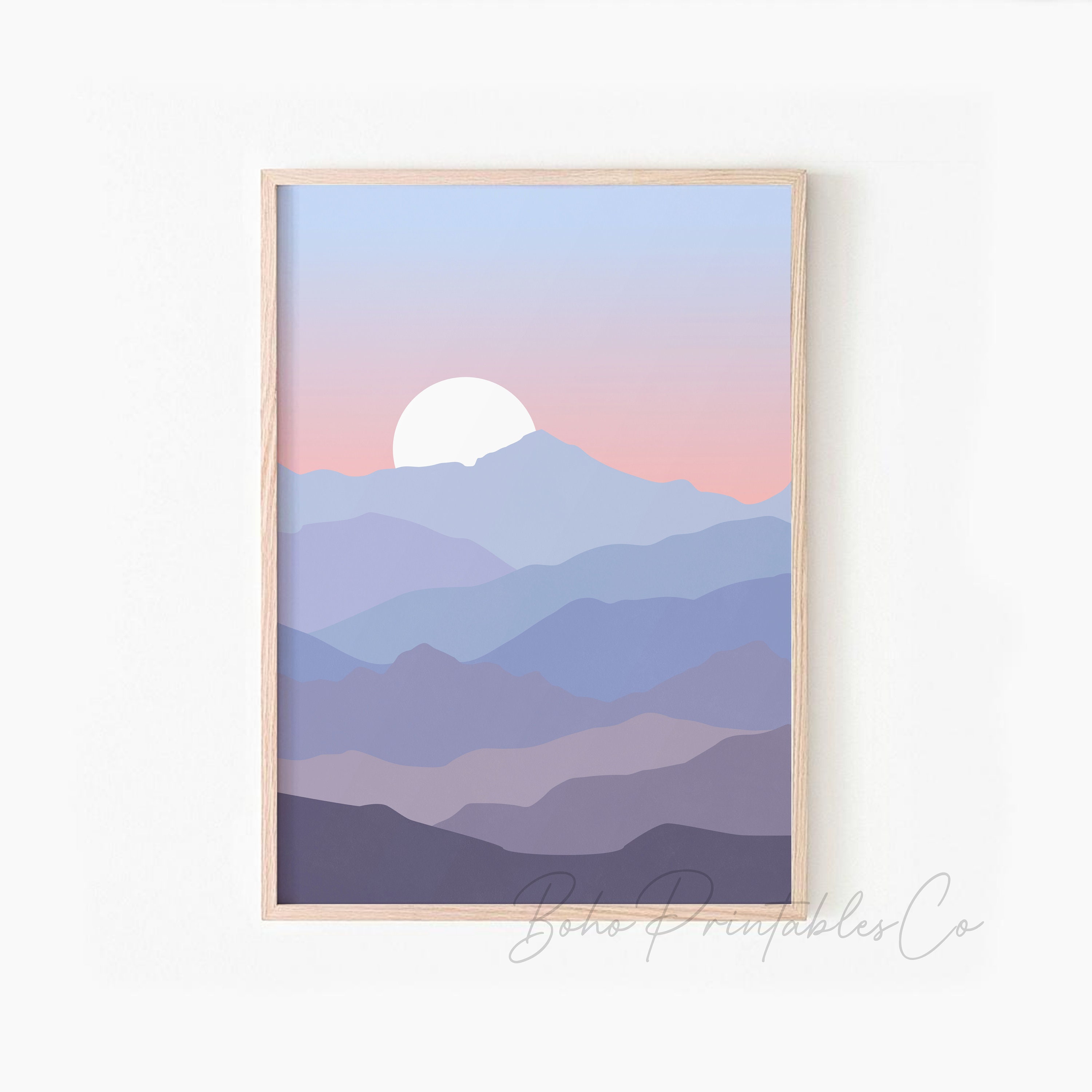 Blue Abstract Mountain Print Set of 6, DIGITAL DOWNLOAD, Modern ...