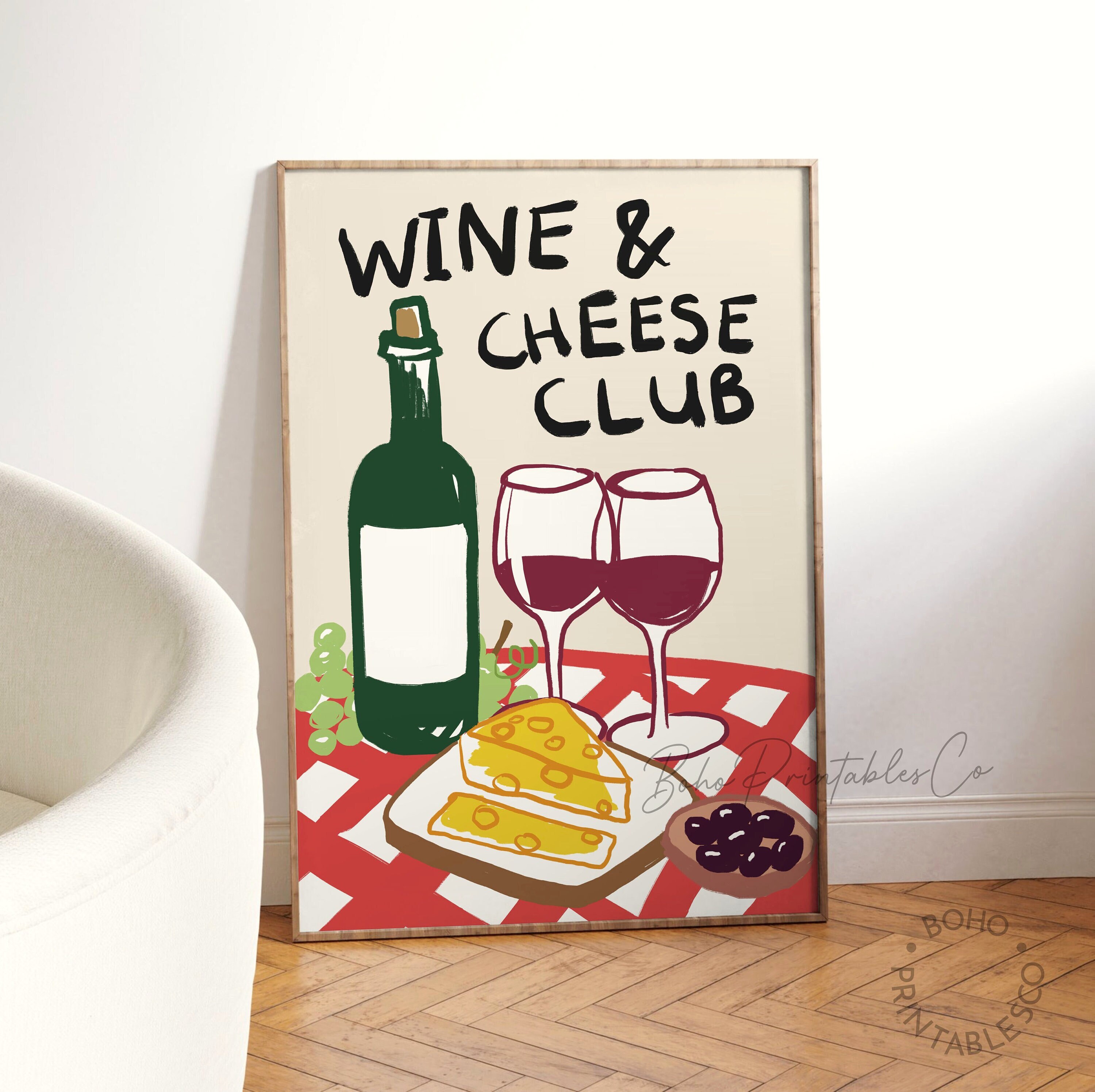 Poster Décoratif Vintage 40x30 Cm - Publicité Ancienne Fromages Et Vins De France - Impression Papier Couché - Sans Cadre
