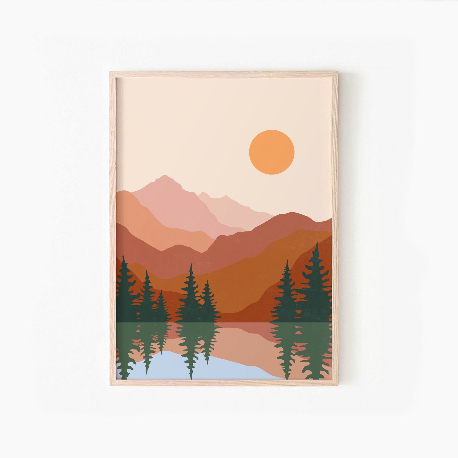 Abstract Mountain Print Set of 3, DIGITAL DOWNLOAD, Mid Century Modern ...