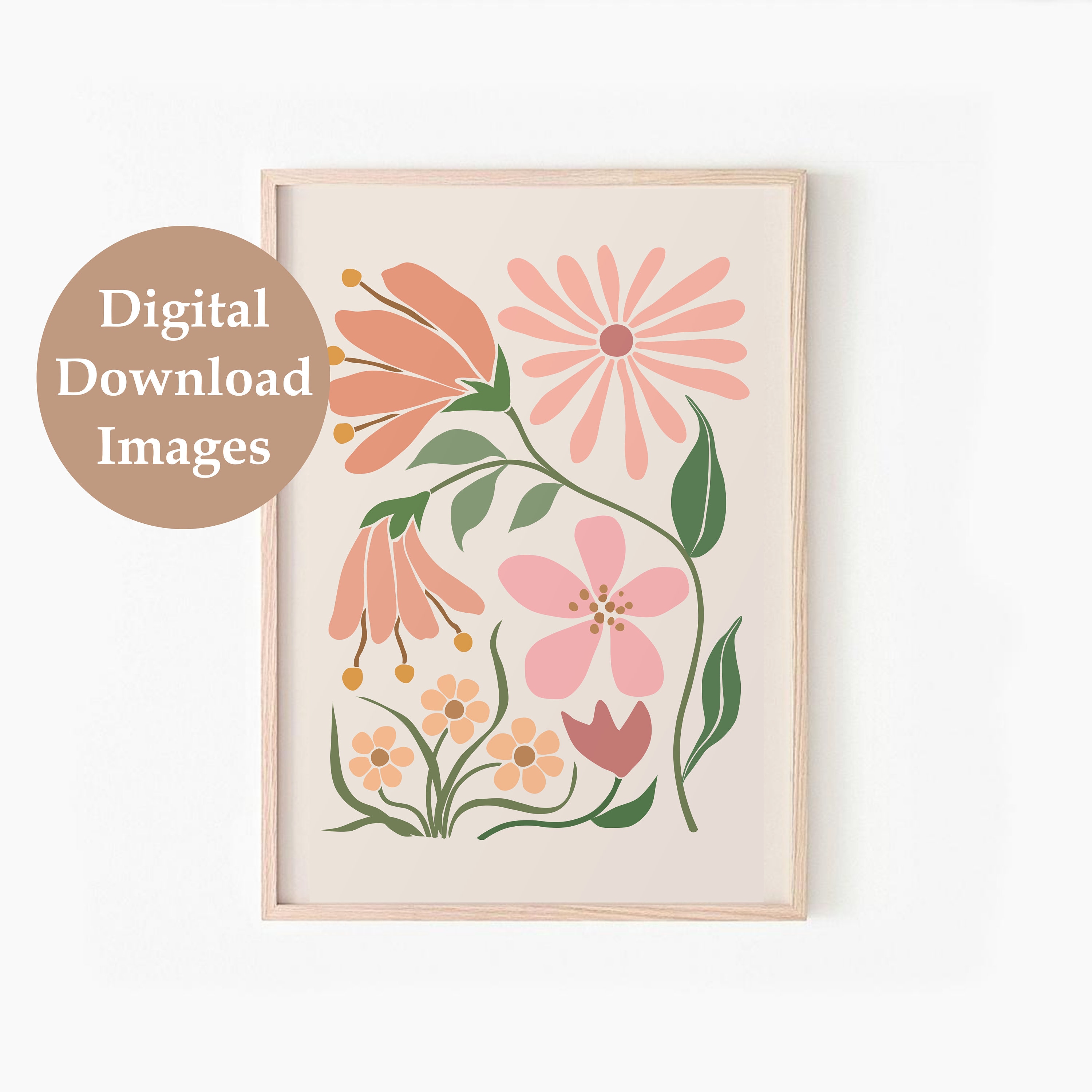Boho Floral Print Abstract Flowers Printable Wall Art - Etsy