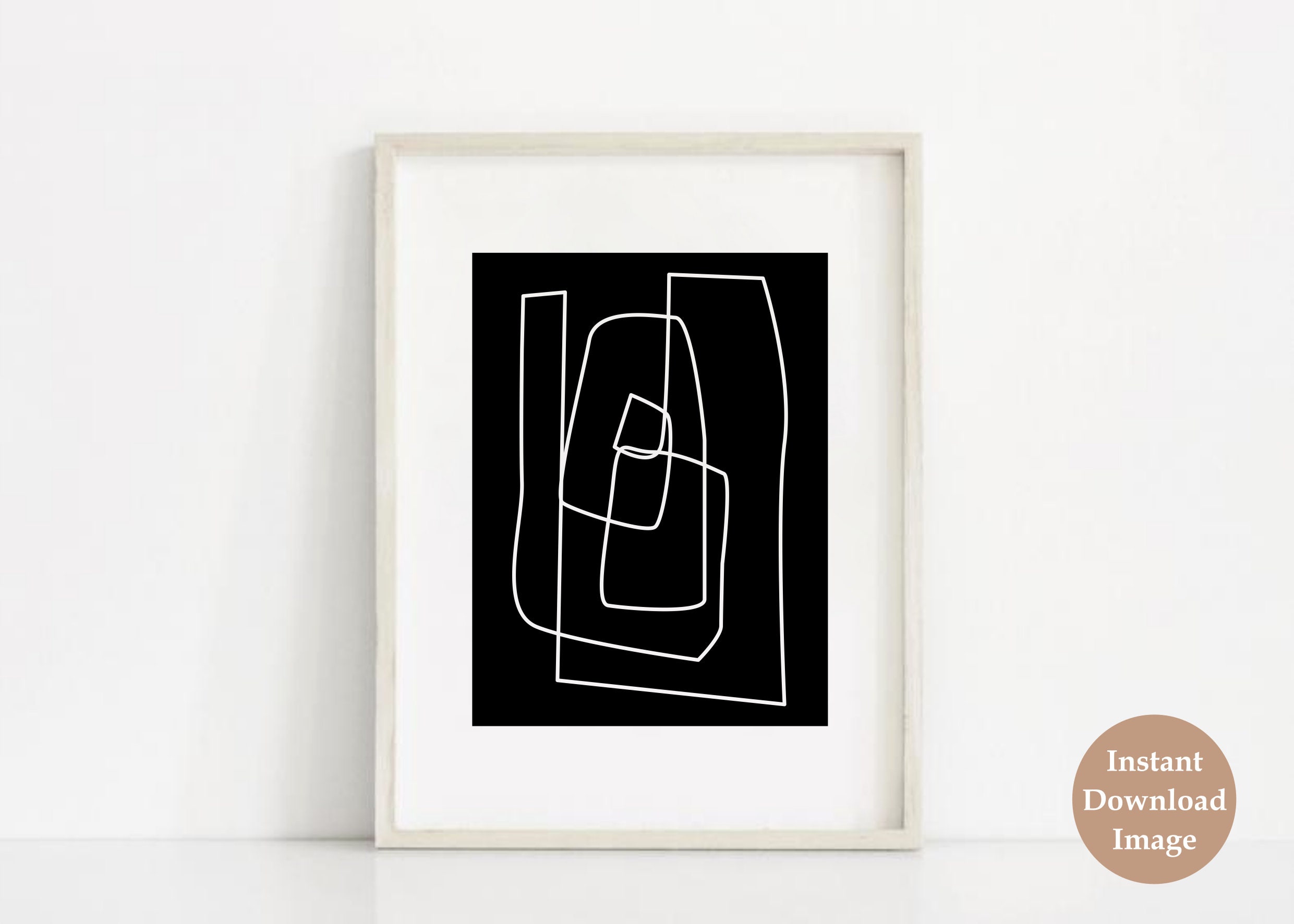 Abstract Line Drawing | Black and White One Line Abstract Print ...
