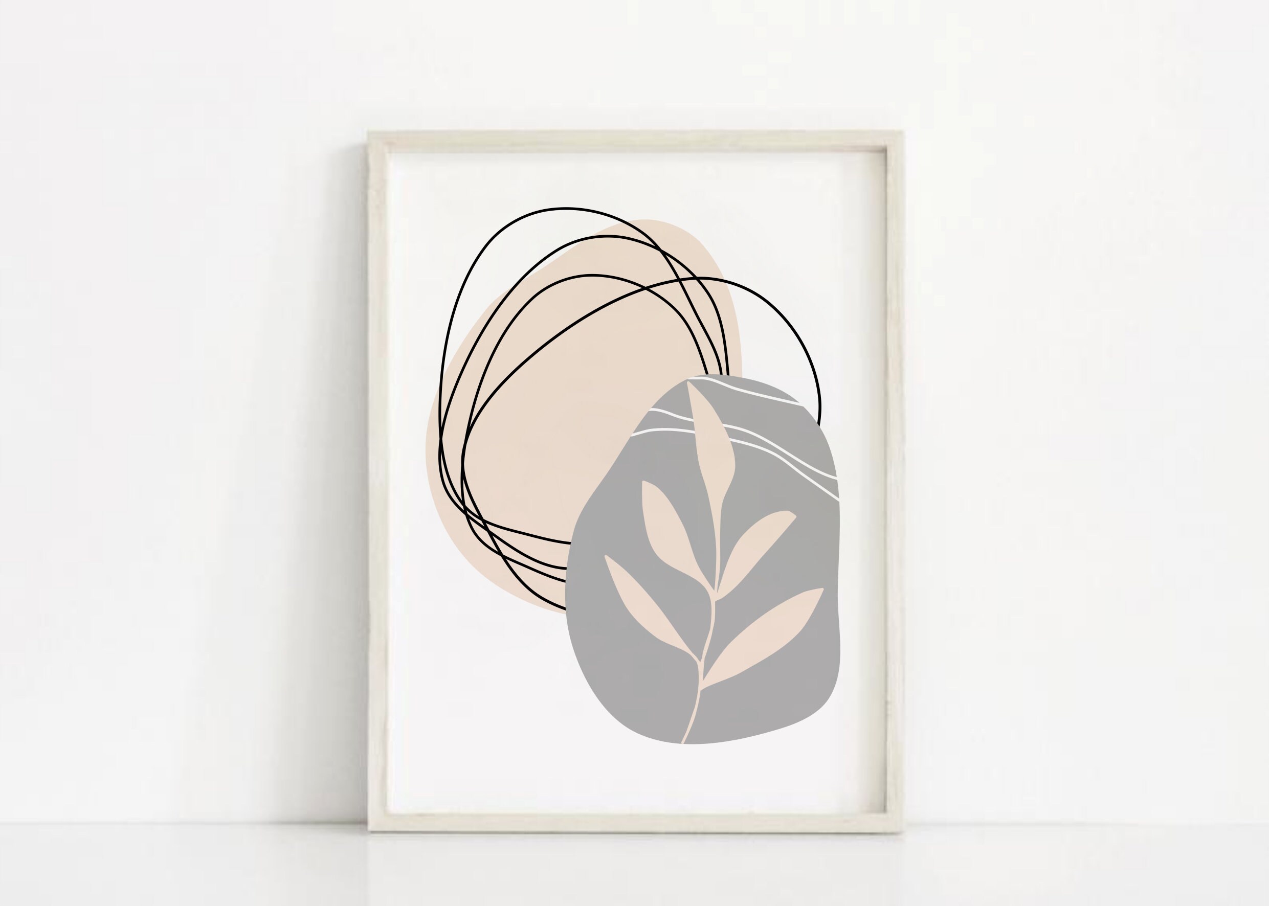 Abstract Line Art Set of 3 Prints, Neutral Printable Wall Art, Beige ...
