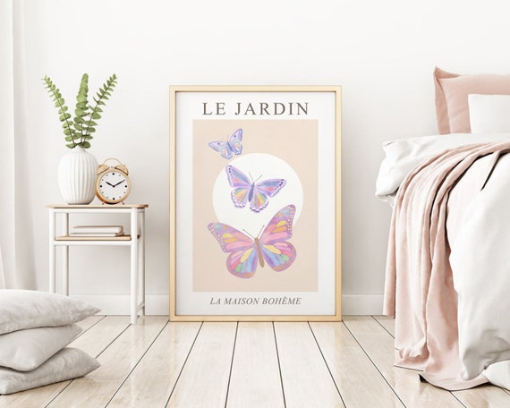 Stampa di farfalle pastello, poster della mostra francese, DOWNLOAD  DIGITALE, arte murale stampabile a farfalla pastello, decorazione per camera  da letto Boho Chic -  Italia