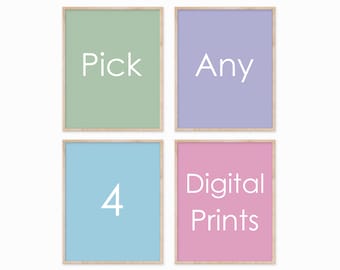 Pick Any 4 DIGITAL Prints, DIGITAL DOWNLOAD, Custom Gallery Wall Set, Pick Your Own Prints, Modern Printable Wall Art, Custom Wall Art