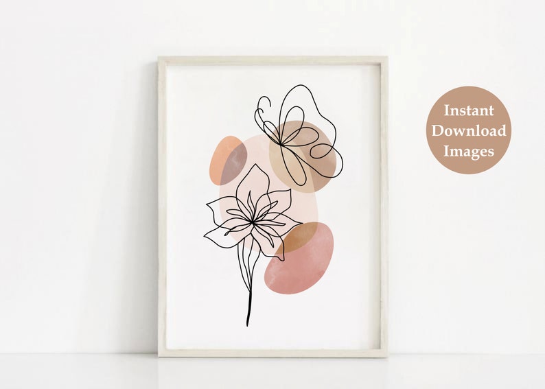 Abstract Flower Line Art Prints Set of 3 Minimal Floral Line | Etsy