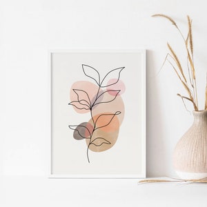 Abstract Flower Line Art Prints, Set of 3 Minimal Floral Line Drawing ...