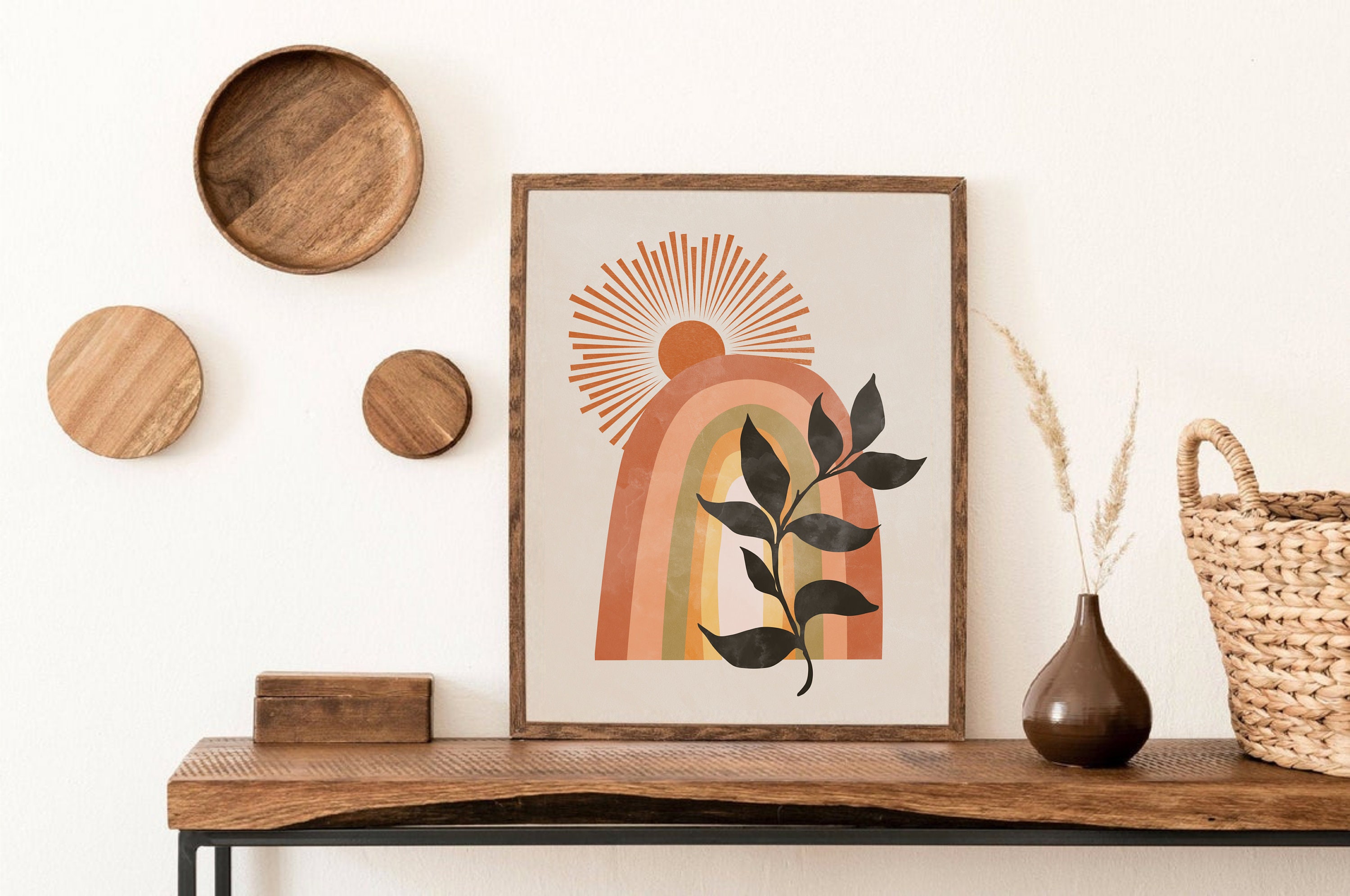 Boho Botanical Print Printable Wall Art Abstract Rainbow - Etsy
