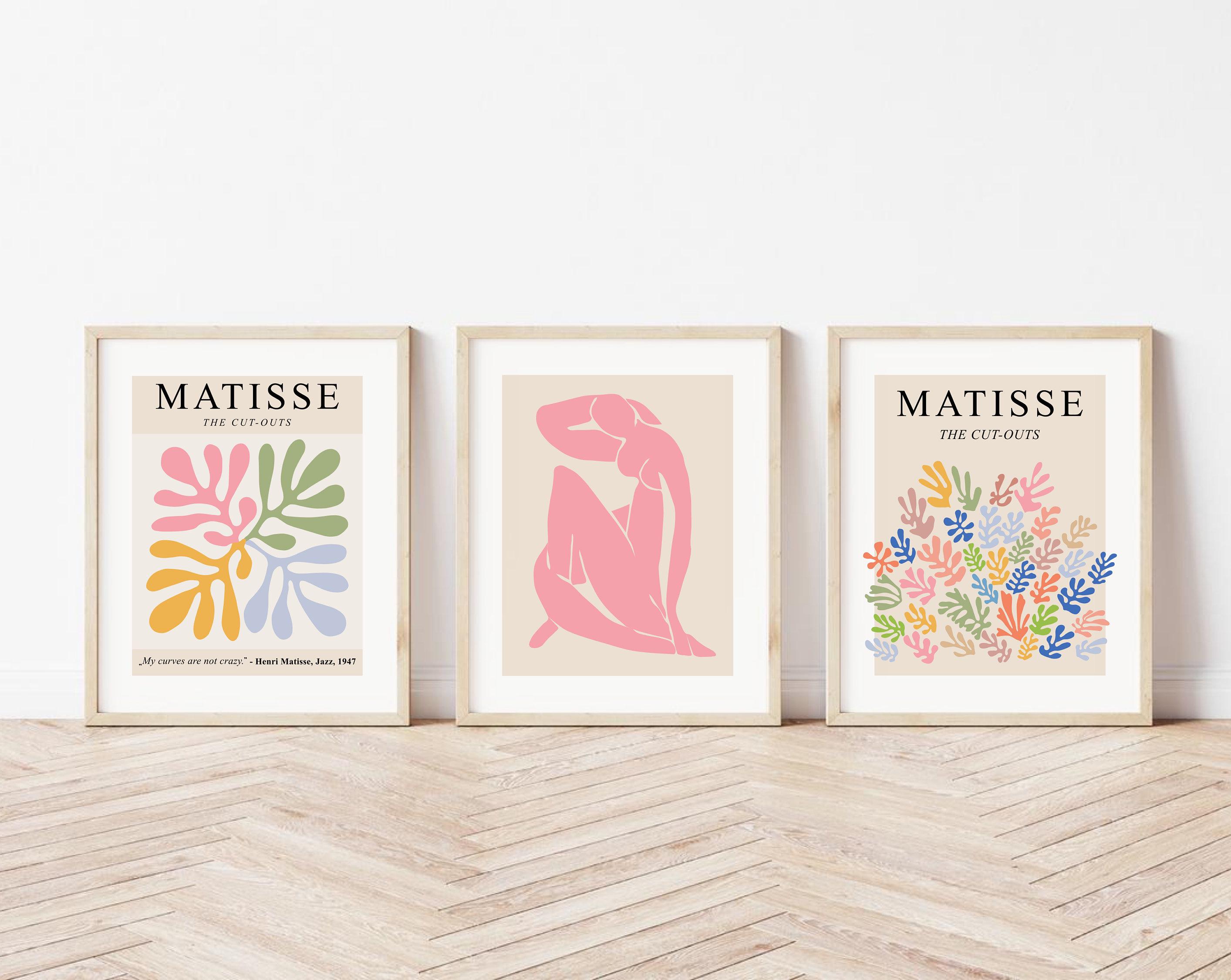 Set Di 3 Poster D'Arte Astratta Henri Matisse E KAWS - Stile Bauhaus, Stampa Giclée UK