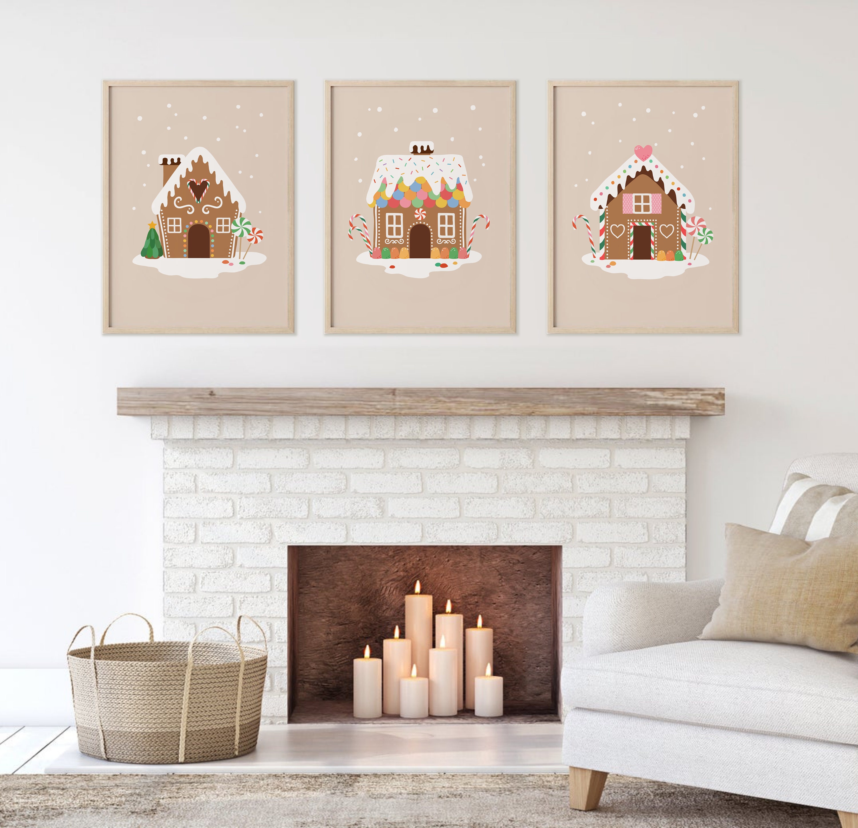 Gingerbread House Print Set of 3 Christmas Printable Wall - Etsy