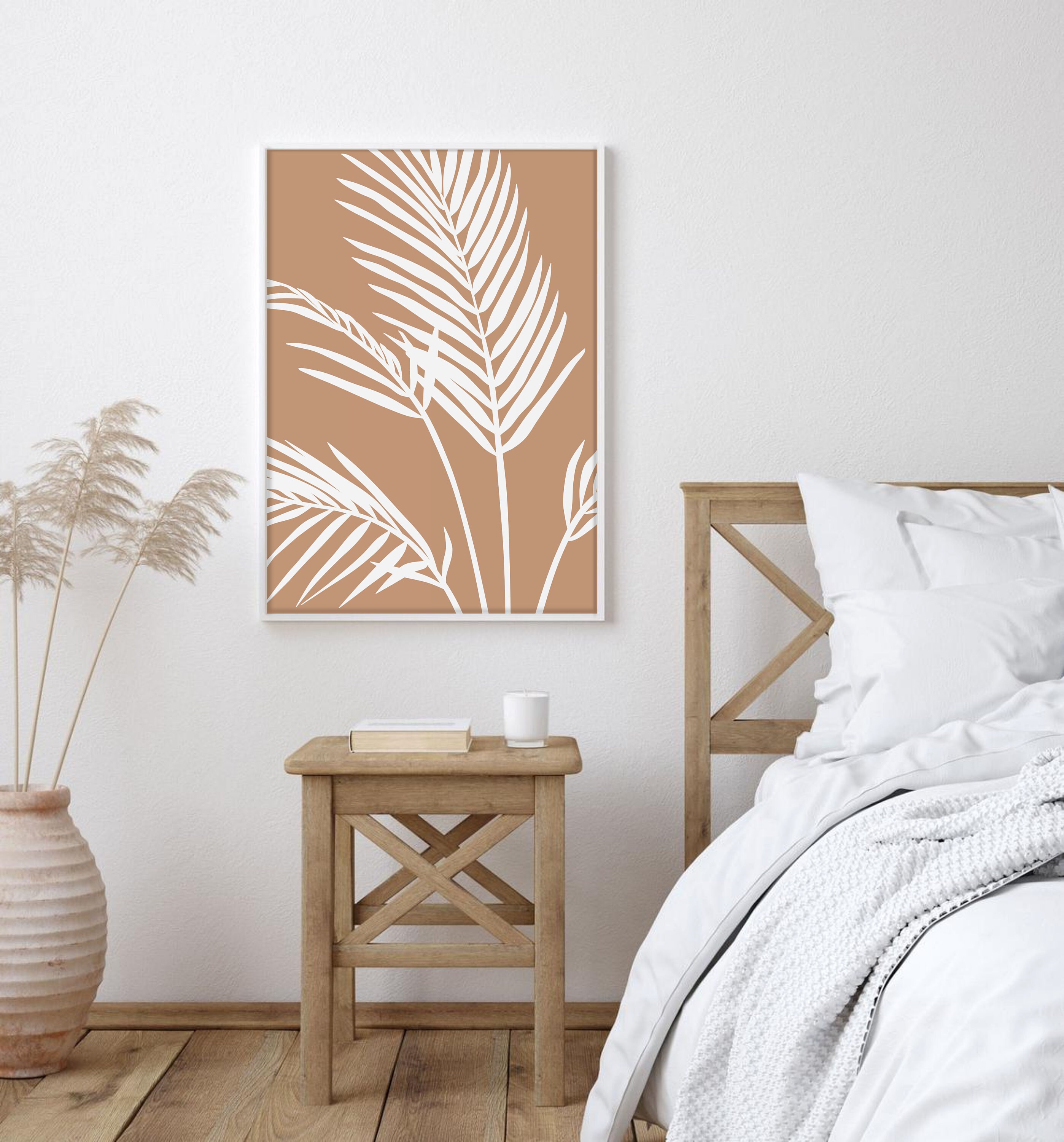 Palm Leaf Printable Wall Art, Modern Botanical Wall Art Neutral Beige ...