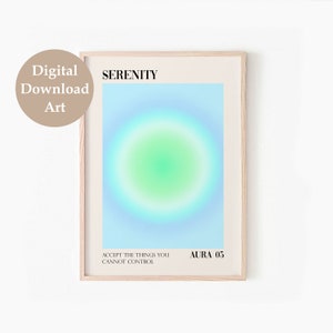 Gradient Aura Print Set of 6, Spiritual Affirmation Printable Wall Art, DIGITAL DOWNLOAD, Positive Energy Wall Art, Aura Gallery Wall Set image 3