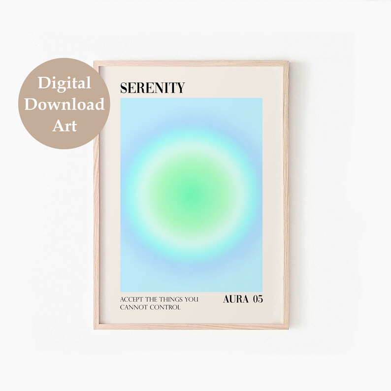 Gradient Aura Print Set of 6, Spiritual Affirmation Printable Wall Art, DIGITAL DOWNLOAD, Positive Energy Wall Art, Aura Gallery Wall Set image 3