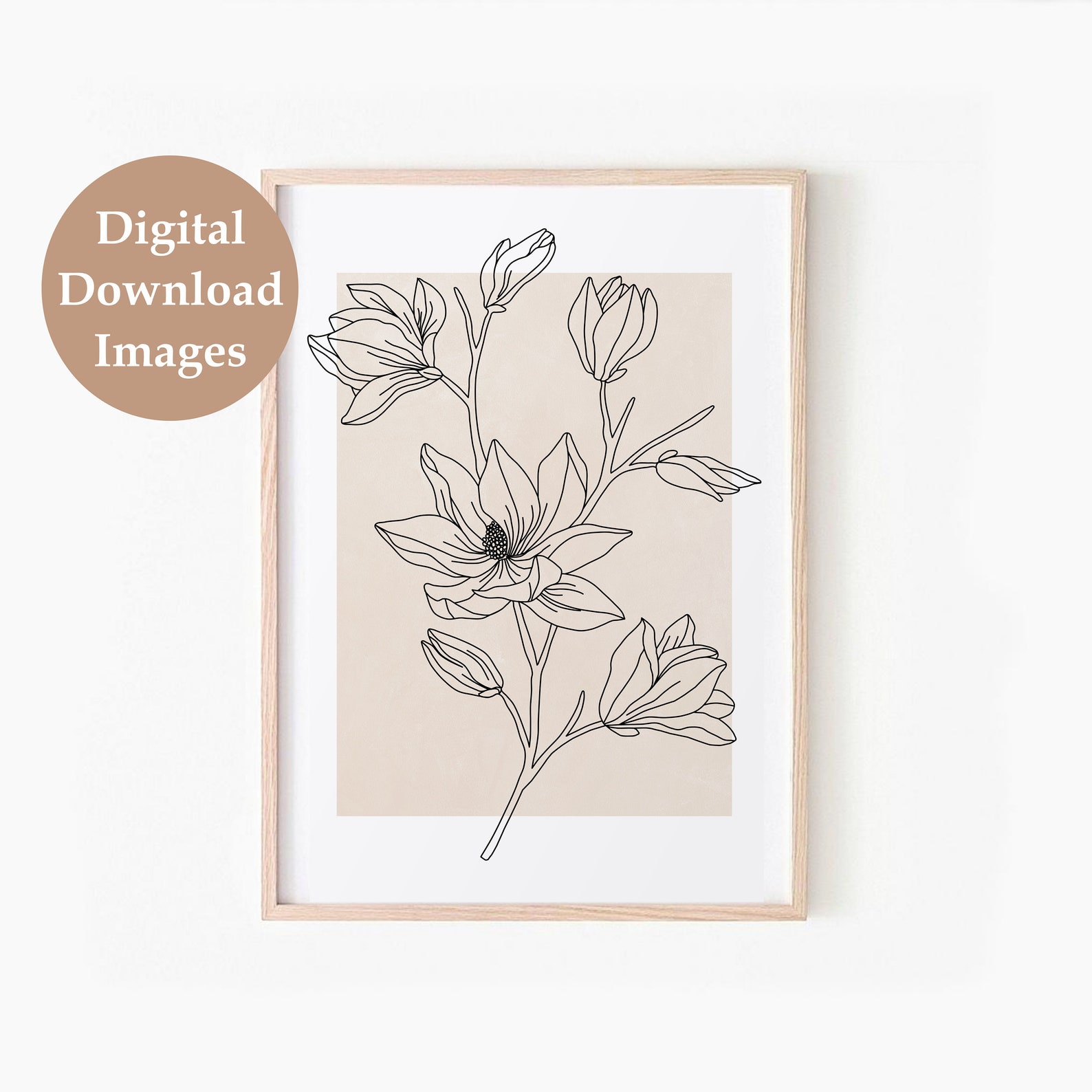 Neutral Floral Line Art Print Set of 3, DIGITAL DOWNLOAD, Minimal ...
