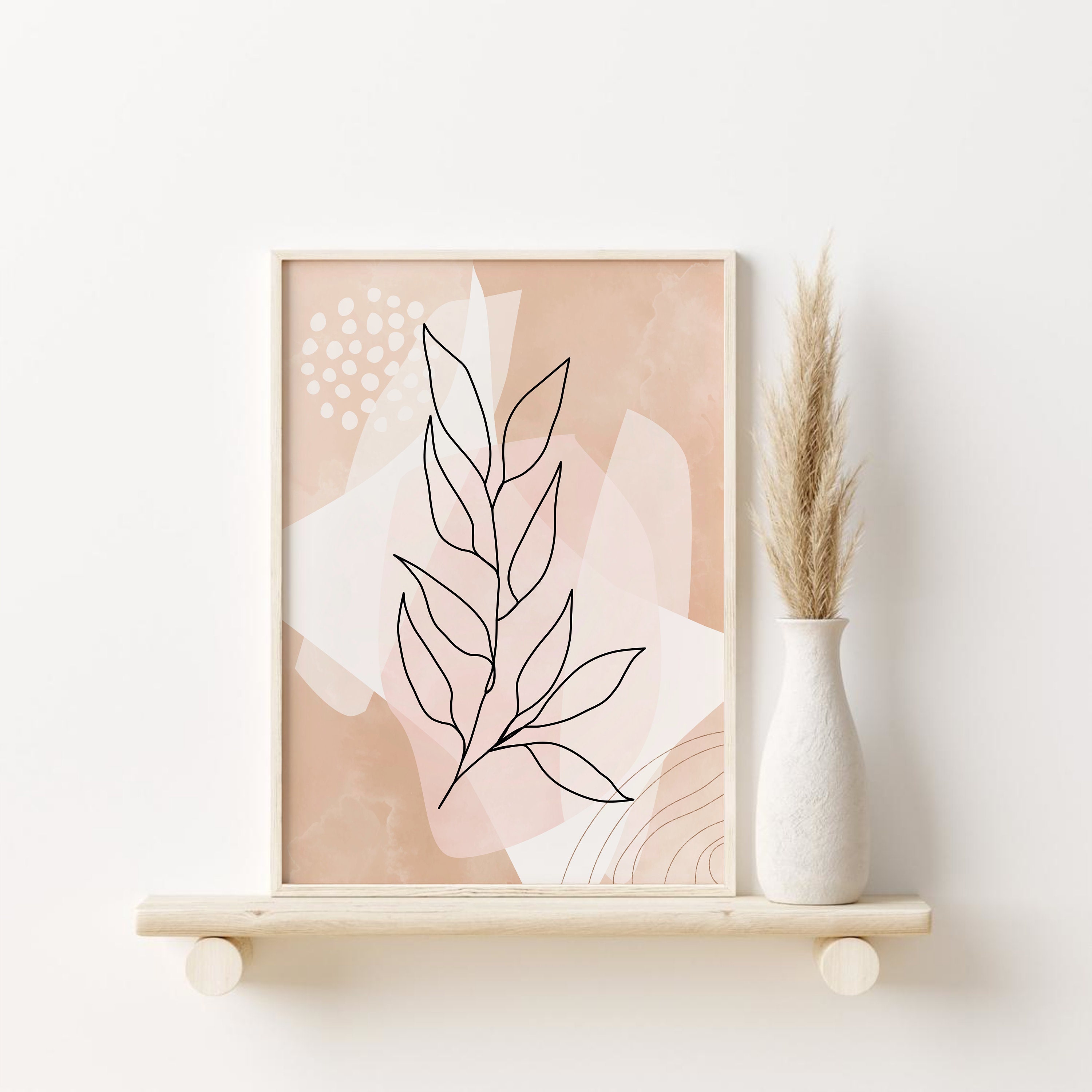 Neutral Botanical Print Set of 3 Abstract Boho Botanical Line | Etsy