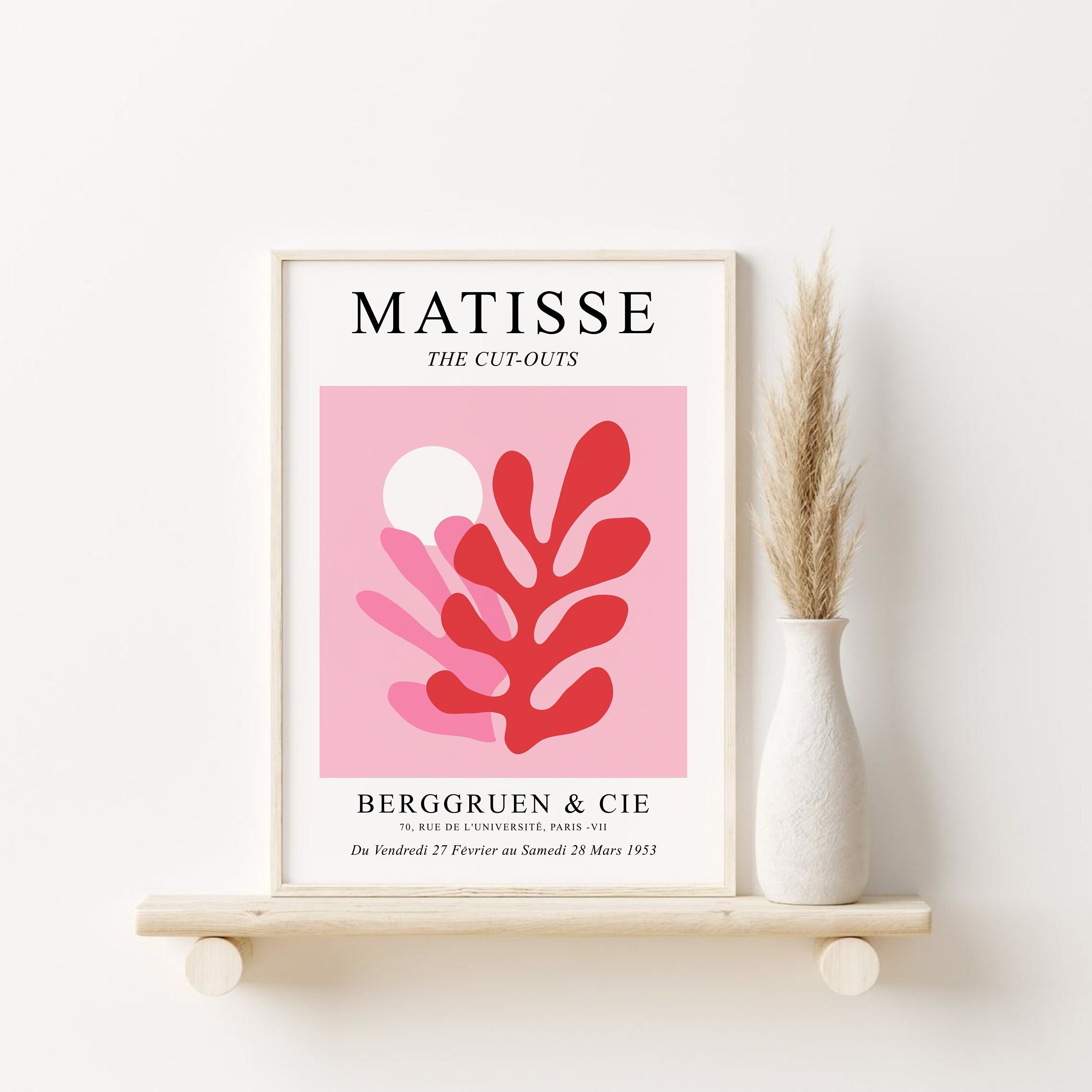 Pink and Red Matisse Cut Out Print, DIGITAL DOWNLOAD, Henri
