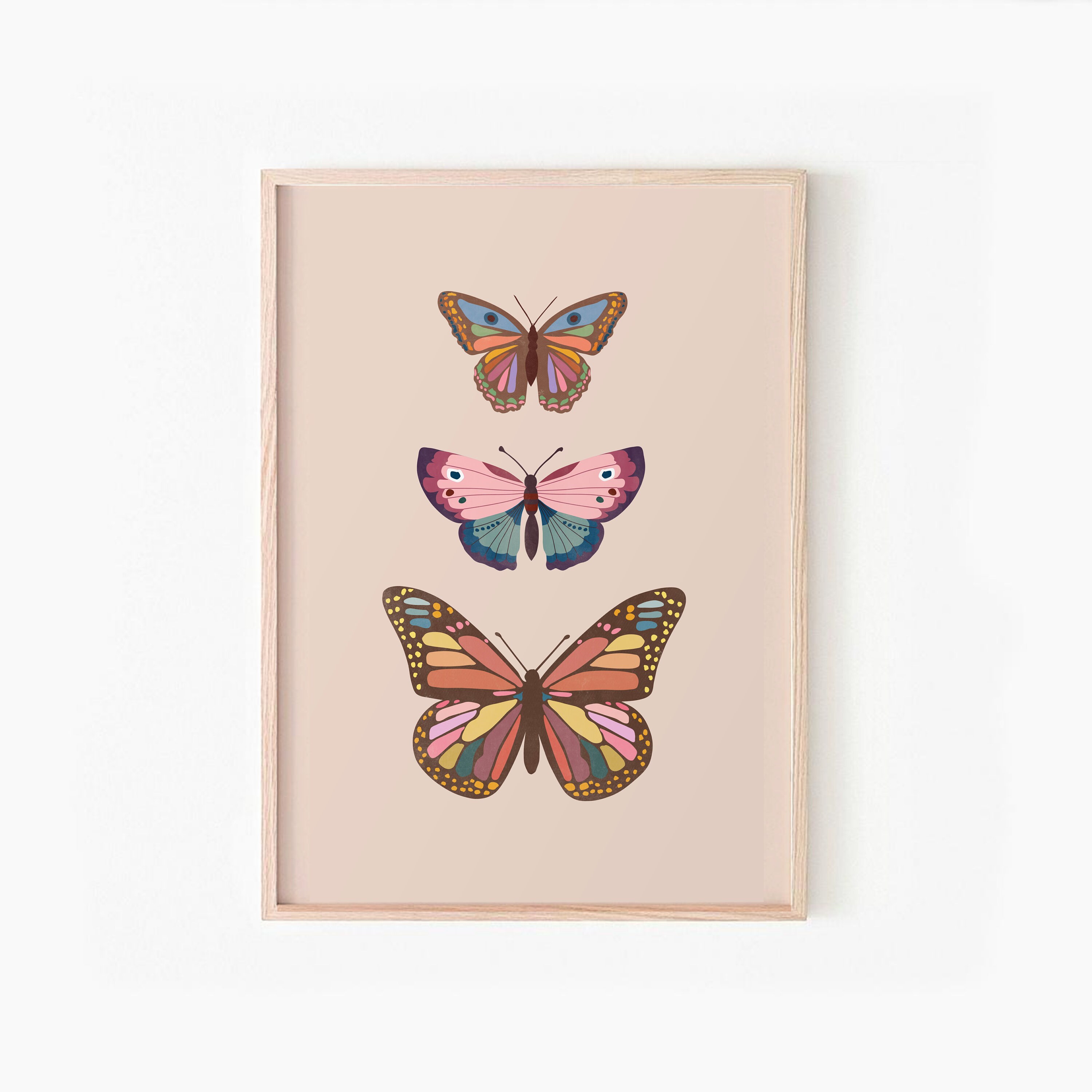 Boho Butterfly Printable Wall Art, Butterflies Print Set of 2 DIGITAL ...