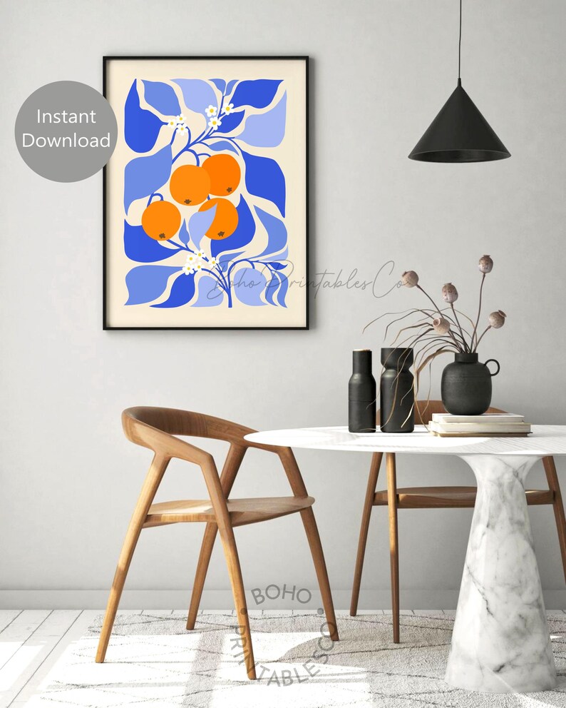 Orange Tree Print, Modern Kitchen Printable Wall Art, Abstract
