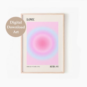 Gradient Aura Print Set of 6, Spiritual Affirmation Printable Wall Art, DIGITAL DOWNLOAD, Positive Energy Wall Art, Aura Gallery Wall Set image 6