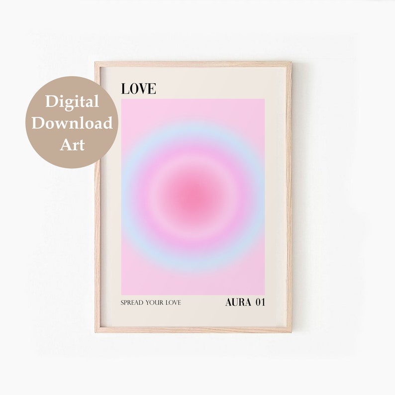 Gradient Aura Print Set of 6, Spiritual Affirmation Printable Wall Art, DIGITAL DOWNLOAD, Positive Energy Wall Art, Aura Gallery Wall Set image 6