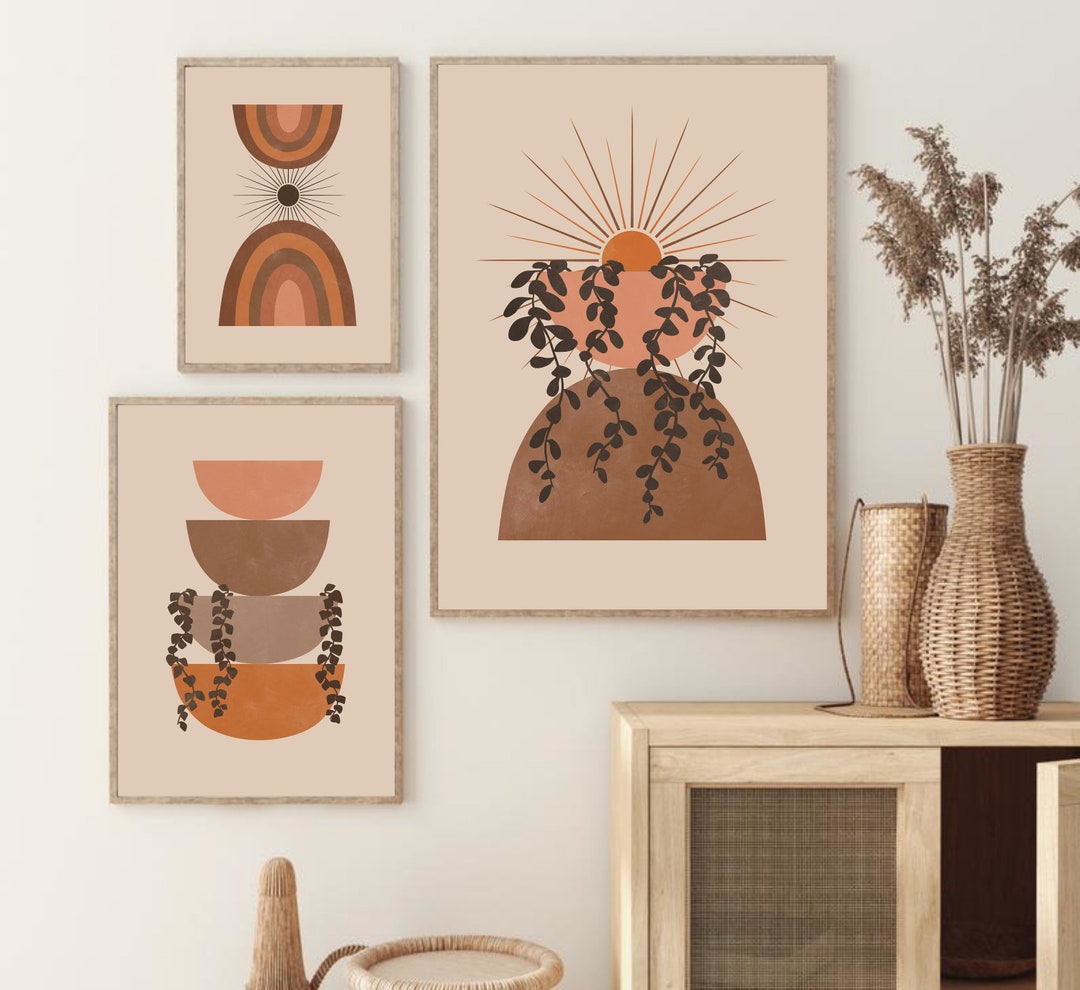 Mid Century Modern Prints Set of 3, Abstract Geometric Printable Wall ...